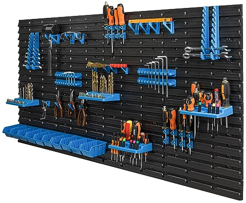 botle 10 Stapelboxen Wandregal Kunststoff 154 x 78 cm Werkzeughalter Werkstatt Garage Lagersystem Sichtlagerkästen Schütte