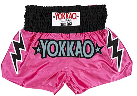 YOKKAO Pantalones cortos de boxeo Muay Thai para hombres y mujeres, pantalones cortos de satén de primera calidad para atletas, ideales para entrenamiento y competición, Fucsia Fedora, X-Large