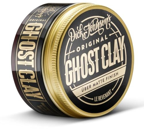 Dick Johnson Ghost Clay Haarwachs für Männer – Matte Clay Pomade mit starkem Halt & angenehmem Duft – Supermattes Stylingwachs für kurzes bis mittellanges Haar – 100 ml Friseurqualität