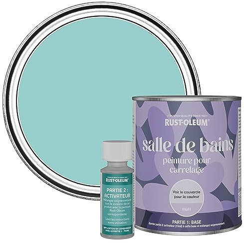 Rust-Oleum Blue Water-Resistant Bathroom Tile Paint in Matt Finish - Teal 750ml