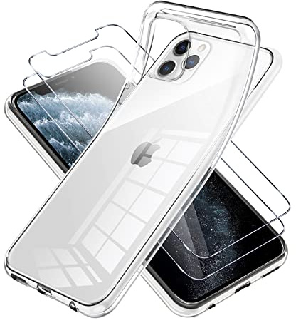 Vauki für iPhone 11 Pro Max Hülle mit Schutzfolie 2 Stück,Ultra Dünn Transparent Silikon Handyhülle und Displayschutzfolie,Slim Soft Stoßfeste Schutzhülle für iPhone 11 Pro Max 6.5