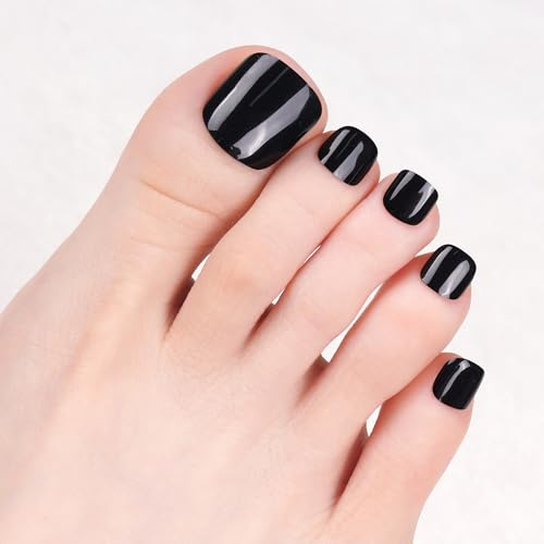 DANNI & TONI Halb ausgehärtete Gel Nagelfolien (Black panther) Schwarz Einfarbig Glänzend Gel Nagel Aufkleber, Pedi Wraps Fußnägel Nagelfolie Pediküre Wraps 37 Aufkleber