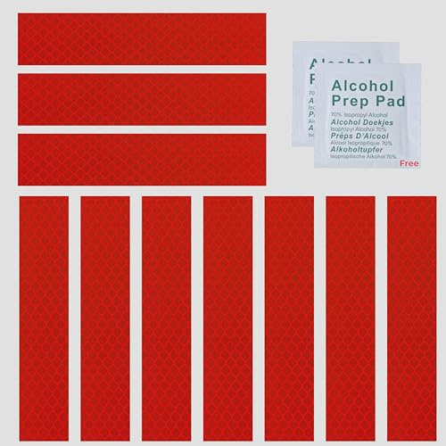 INDIAN STORE 24 Diamond Grade 4092 Reflektierende Aufkleber Warnaufkleber Reflektorfolie Sicherheitswarnband Wasserdicht Reflexfolie Autos Motorräder Helm Fahrrad (Red 10 Pieces 30mm X 150mm)