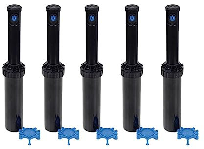 [Pack 5] Irrigateur pop-up à turbine 3504-PC, Rain Bird - Arroseurs d'irrigation de pelouse - Irrigateurs à turbine sectoriels (40°-360º) de ½ facile à utiliser pour court et moyen accessible