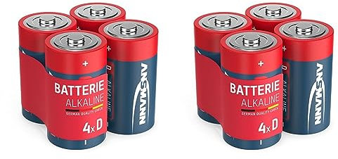 ANSMANN Batterien Mono D LR20 4 Stück 1,5V - Alkaline Batterie langlebig & auslaufsicher - Ideal für Spielzeug, LED Taschenlampe, Radio, Modellbau UVM (Packung mit 2)