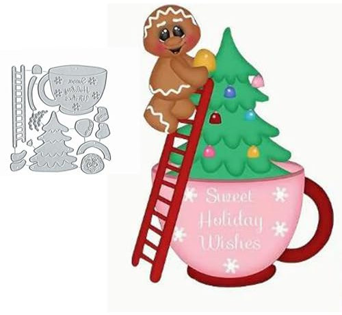 Stanzschablonen für Weihnachtsbaum, Tasse, Schneeflocke, Metall, Weihnachtsbaum, Schnee, Kiefer, Blume, Blatt, Stanzschablonen für DIY-Einladungskarten, Scrapbooking, Album, dekorative