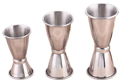 Leadigol 3 Misurini Dosatori Graduati per Cocktail a Doppia Estremità in Acciaio Inox, Misurini per Gin Tonic e Cucina