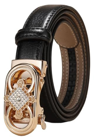 JIARY Taillengürtel Damen Modischer, Damen-Gürtel Ratsche Cowboy Blau, Gürtel Schmal mit Automatische Legierungsschnalle mit Chinesischem Knotenmuster,Schwarz,105CM/41.3''