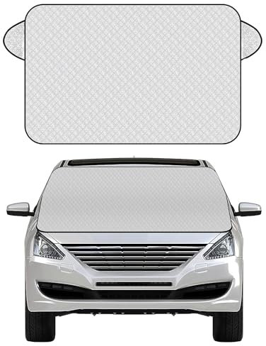 Taicols Copriparabrezza Auto, Copertura per parabrezza ad alte prestazioni, ultra spessa, invernale estivo, pieghevole, per contro neve, ghiaccio, gelo, polvere, sole, UV