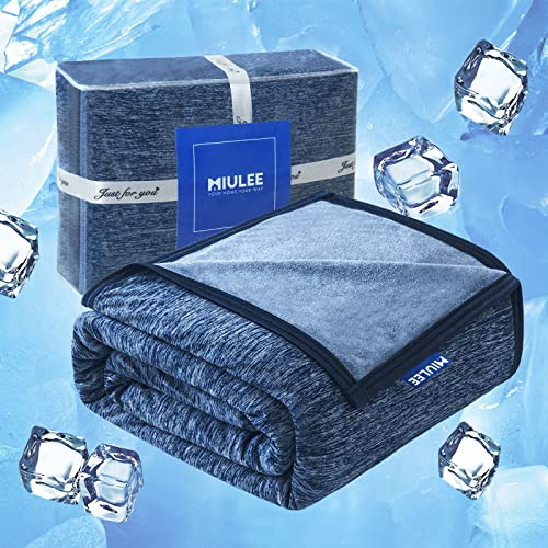 MIULEE Manta Refrigerante ARC-Chill Fibra de Enfriamiento Japonesa Q-MAX Superior a 0.4 Transpirable Suave Anti Estático Mantas de Verano livianas de Doble Cara para 200x218 cm Azul