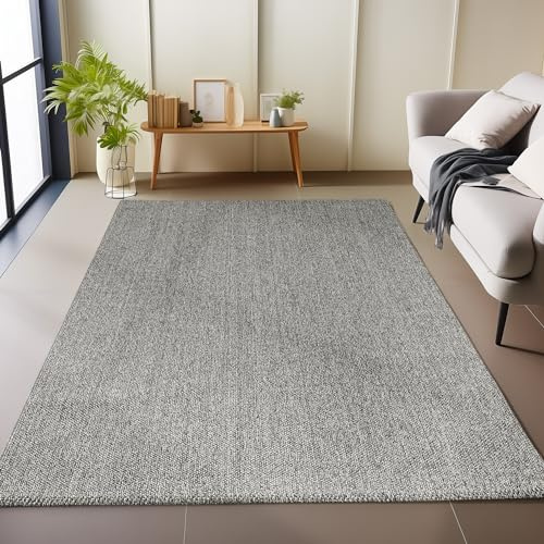 Carpetsale24 Teppich Läufer 60x100 cm Grau, Einfarbig & Pflegeleicht, Schlingenflor für Flur oder Eingangsbereich, Weich & Modern, Teppich für kleine Räume