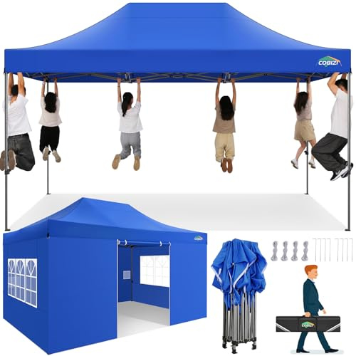 COBIZI Pavillon 3x4,5 wasserdicht stabil Winterfest 3.0, Faltpavillon 3x4,5 Partyzelt, Gartenpavillon UV Schutz mit 4 Seitenteilen Festival Partyzelt Sonnenschutz Pavillon, Hellblau