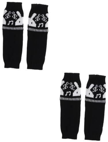 PACKOVE 2stücke Woll-armwärmer Für Damen Fingerlose Strick-armstulpen Mit Daumenloch Winter-handwärmer Für Kalte Tage Gemütlicher Schutz Für Arme Und Hände Schwarz