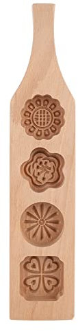 Wooden Cookie Moulds for Baking,MoonCake Mould,Chinese Traditional Pastry Mould for Mid Autumn,4 Flowers Wooden Cookie Stamp Baking,Making Mung Bean Cake Ice Skin Baking Tools (2)