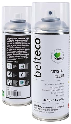 BELTECO Crystal Clear Semi Gloss Spray Paint | Water based & Odorless | Eco-Friendly & Vegan | Weather & UV-Resistant | For all Substrates | Fast Drying with High Coverage | For Indoor/Outdoor Use