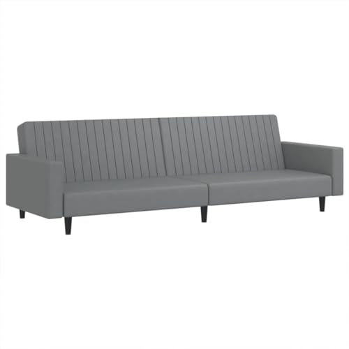 Gecheer Schlafsofa 2-Sitzer Sofa Schlafcouch für Wohnzimmer Heimkino Büro,Loungesofa Gästebett mit Holzrahmen,Sofabett Tagesbett Ausziehbar Sofa Couch Bettcouch Polstersofa Kunstleder Grau