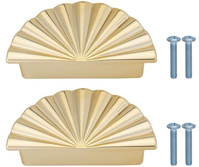 OTOTEC Lot de 2 Poignées d'armoire en Alliage de 2,52 Pouces Pièce de Rechange 64 mm Poignée de Tasse Poignées de Tiroir Adaptées Aux Meubles de Commode Armoire Porte de Cuisine Or