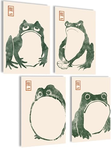 mojoliving Japan Poster Japan Deko Japanische Deko Aesthetic Bilder Anime Japanische Bilder Anime Poster Wohnzimmer Geschenk (Hoji Frösche)
