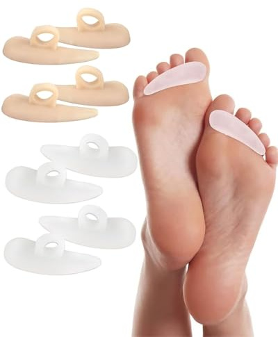 KGDUYC 4 paia di cuscini per dita a martello, correttori per dita a martello, in silicone, correttore ondulato, per ridurre il dolore e l'attrito, per donne e uomini - bianco/colore della pelle