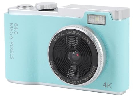 Caméscope Numérique, USB C Webcam Fill Light 4K 64MP HD Appareil Photo Numérique de Poche avec Microphone intégré pour Les Voyages des Adolescents (32GB)