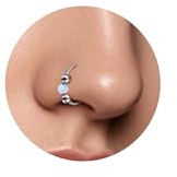 ESHIONER G23 Titan Nasenpiercing Ring Silber Nasenring Piercing Ohr Septum Helix Ring Nostril Tragus Conch lippenpiercing Hypoallergen Weiß Opal Nase Ringe Piercing Schmuck Damen Dünn 20G 8MM