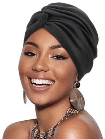 DRESHOW Afrikanska damer turban flätad huvudbonad huvuddukar kemo-mössa förbunden mössa huvudbonad sovmössa, 1 st. korsknut: Svart 66-01, one size