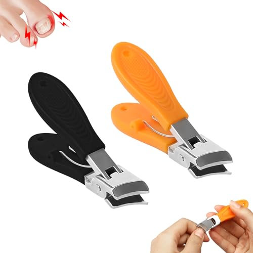 2 Pezzi Tagliaunghie Inclinato Tagliaunghie Curvo con Ampia Apertura e Anti-Spruzzi Tagliaunghie con Punta Curva Obliqua Forbici per Unghie Tagliaunghie Piedi per Unghie delle Mani Unghie dei Piedi