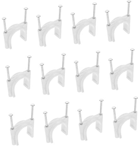 KONTONTY Runde Pvc Kabelhalter Mit Doppelt Stahl Nägeln Weiße Kabelschellen Für Wand Bodenmontage Stabiles Kabelmanagement Zur Sicheren Befestigung Von Draht Und Kabel