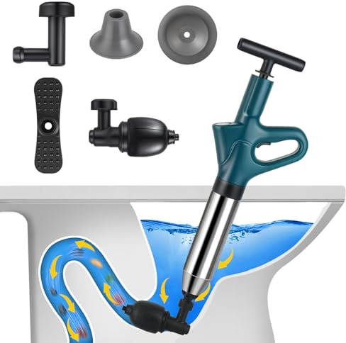 Deboucheur Canalisation, Ventouse Deboucheur avec baromètre, Débouche Toilette avec Quatre Ventouses pour les Salles de Bains, les Toilettes et les Lavabos