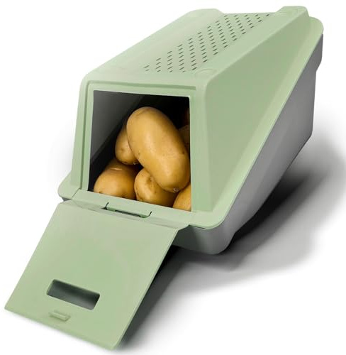 ARTECSIS® Kartoffel Aufbewahrungsbox mit Deckel 3,5 und 5,0 L-Vorratsbehälter & Vorratsdosen für Obst & Gemüse Aufbewahrung EasyClick- Gemüsebox lebensmittelecht (1, Frühlingsgrün, 3.5, Liter)