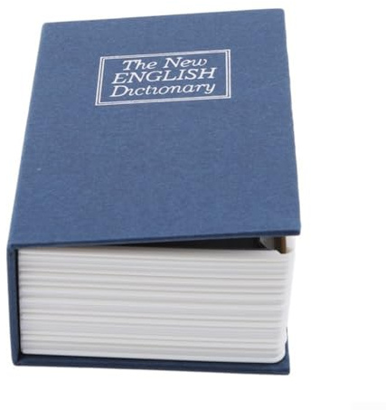 UTTASU Cassaforte a libro con serratura a chiave, salvadanaio a forma di dizionario con serratura a chiave, cassetta di sicurezza portatile, cassaforte per riporre chiavi, contanti, gioielli (blu)