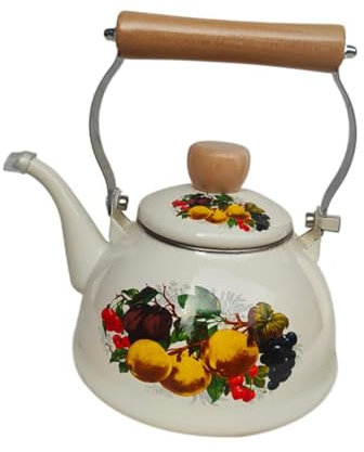 Colcolo Hervidor de té de Esmalte con Mango, 1.4l de Agarre cómodo Calentador de Leche de Agua Resistente, hervidor de Agua para un Restaurante de Fiesta