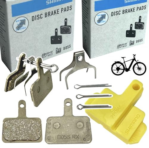 F26 Original B05S RX Resin Blister kompatibel mit Shimano (B01S, B03S) Fahrrad MTB City Tour Trekking Ebike Hydraulische Scheibenbremsen Bemsbeläge 2X Paar + 1 x Bleedblock
