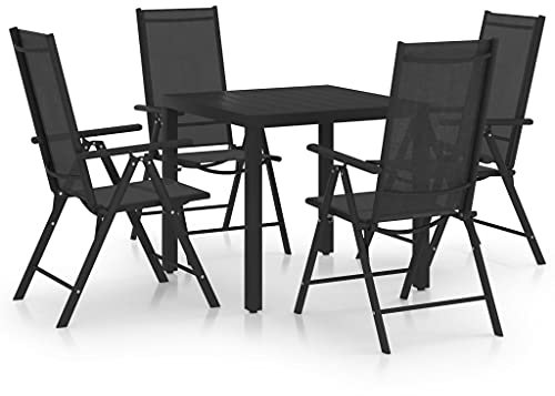 WSJHUHK Home-Outdoor Gartenmöbel-Set, 5-teilig, Aluminium, Schwarz