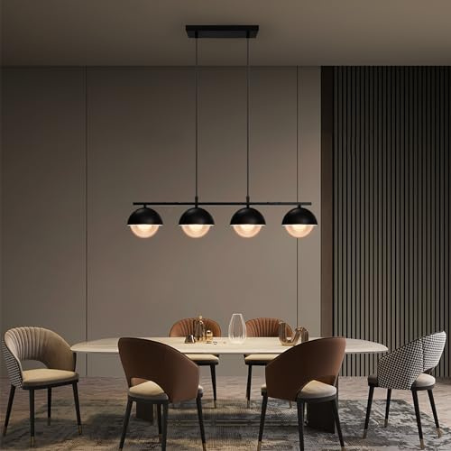 Industrielle Hängeleuchte aus Metall - Schwarze Pendelleuchte mit 4 Lichtquellen für Küche, Wohnzimmer, Bar & Restaurant | Robuste Design Deckenlampe im Industrie-Look | E27 Fassungen (Ohne Lampen)