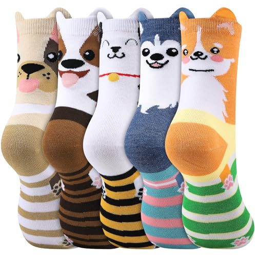 Zuimei 5 Pairs Funny Socks Womens Cotton Animal Ladies Socks,One Size | Cute Mushroom Birthday Gifts for Women Girls Best Friend Mum Auntie Wife Sisters