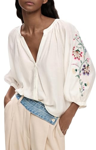 Desigual Donna Blusa abbottonata con Ricami.