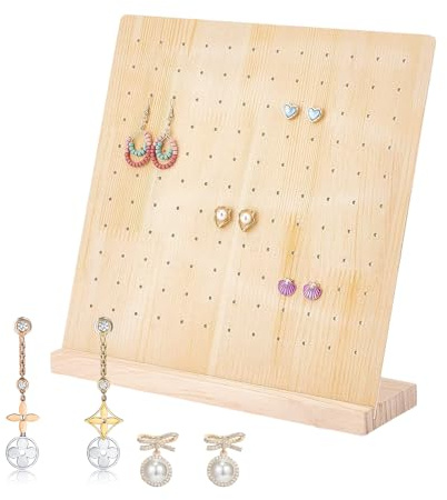 XIAOXIAOYU Panel Perforado Expositor,Organizador De Joyería Para Collares En Panel De Madera - Estante Multifuncional Para Llaves Y Joyas En Manualidades
