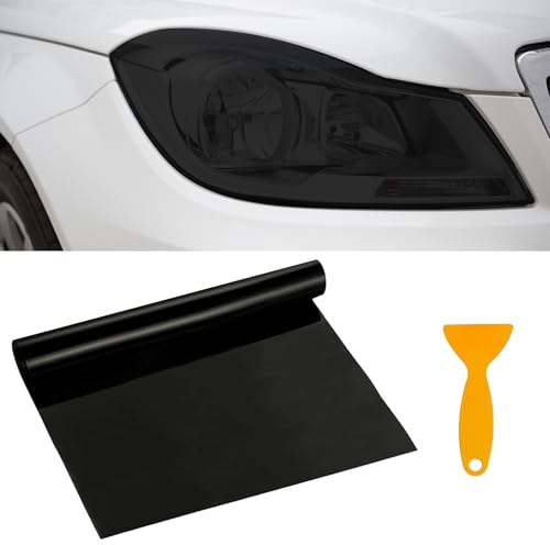 Tönungsfolie für Scheinwerfer & Nebelscheinwerfer 30x120cm,Wasserdicht UV-Schutz Auto Tönungsfolie,Folie Tönungsfolies Nebelscheinwerfer Selbstklebend & Rückstandslos (Schwarz)