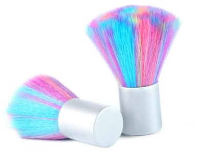 CIYODO 2PCS Rainbow Color Manicure Nail Brush Soft Cleaning Brush for Nail Art Gel Powder Makeup Tool Portable and Comfortable for DIY and Professional Use
