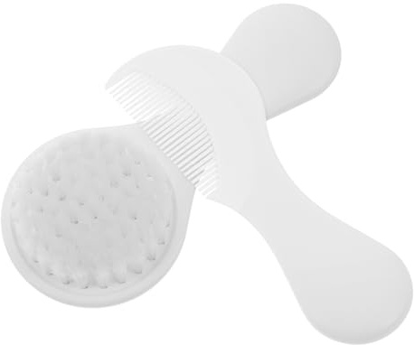 Baby Hair Brush and Comb Set 2pcs Plastic White for Scalp | Soft Bristles, Gentle Massage Feel, Soothing Head Care for Toddler Girl
