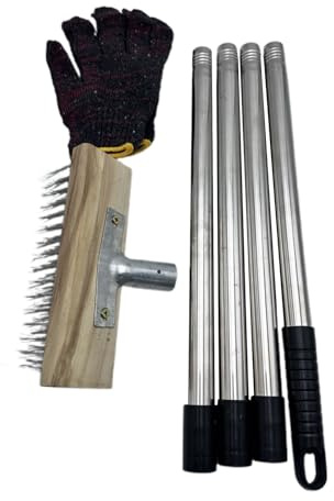 Cepillo de Alambre de Acero Inoxidable – Cepillo de Limpieza de Mango Largo de 59 Pulgadas – Cerdas duras Resistentes de Mango Largo para Suelo, Cubierta Exterior, Alfombra, casa, Garaje, Pared