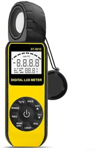 Luxmètre numérique 881E pour BTMETER, mètre lumineux professionnel avec plage de 300 000 lux, stockage de données, écran LCD rétroéclairé, écran noir/jaune