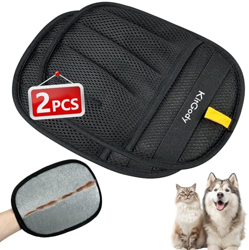 KitGody 2 Pack Upgraded Pet Hair Removal Gloves for Cats & Dogs, Upgraded Five-Finger Electrostatic Grooming Gloves, Reusable Black Fur Remover Mitts for Furniture, Sofa, Carpet, Car & Clothes