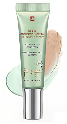 CC Cream Red Correct, Corrector de Rojeces con Centella Asiática y SPF 25, Base de Maquillaje Coreana para Piel Sensible y Rosácea, Crema Hidratante para una Tez Uniforme y Natural