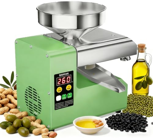 Automatisk Oljepress Maskin Hem 110V | Intelligent Temperaturkontroll 40-300°C Kall Varm Press Rostfritt Stål Sidoutlopp Oliv Jordnöt Sesam