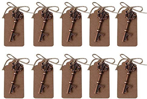 Awtlife Lot de 10 décapsuleurs vintage en papier kraft marron avec ficelle de jute