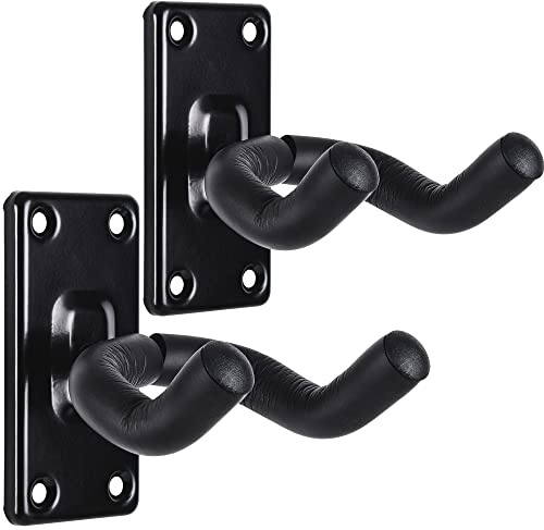 Sound harbor Guitar Hanger 2 Pack Guitar Wall Mount Hangers for Electric Acoustic and Bass Guitars Ukulele