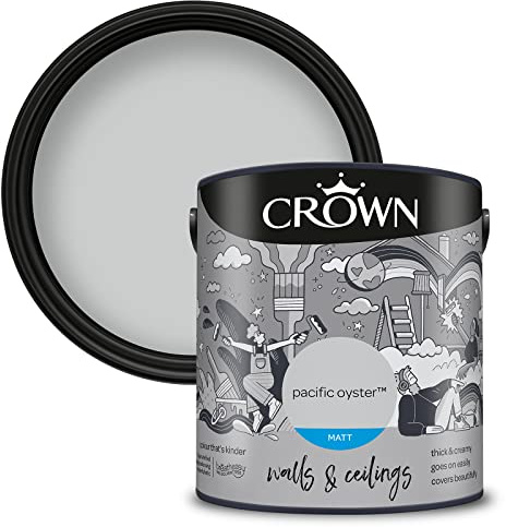 CROWN Breatheasy - Pintura de emulsión mate para paredes y techos, Pintura Pared, 2,5 L, color azul oscuro (PACIFIC OYSTER)