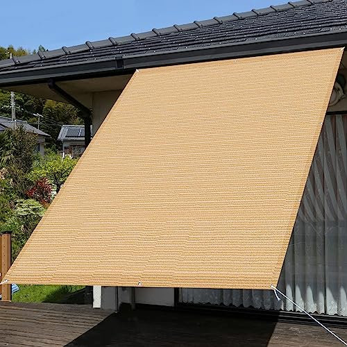 Tenda da Sole per Esterno 4 x 8 m Anti-UV Protezione Solare Tenda Laterale Gazebo con Fascette e funi per Giardino Balcone Terrazza, Beige